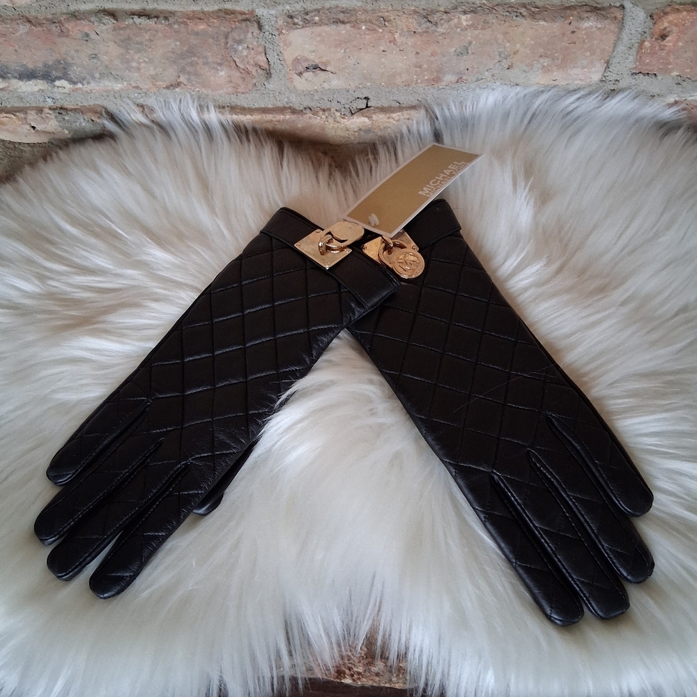 NWT MICHAEL KORS QUILTED 100% GENUINE LEATHER GLOVES